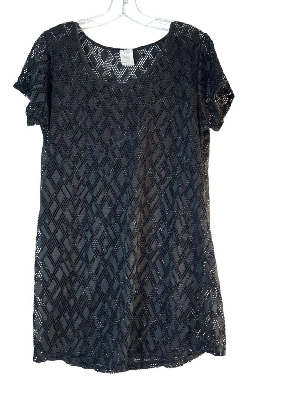 Alexa & Stella Womens Top Sheer Swim Cover-up Black Size 2X